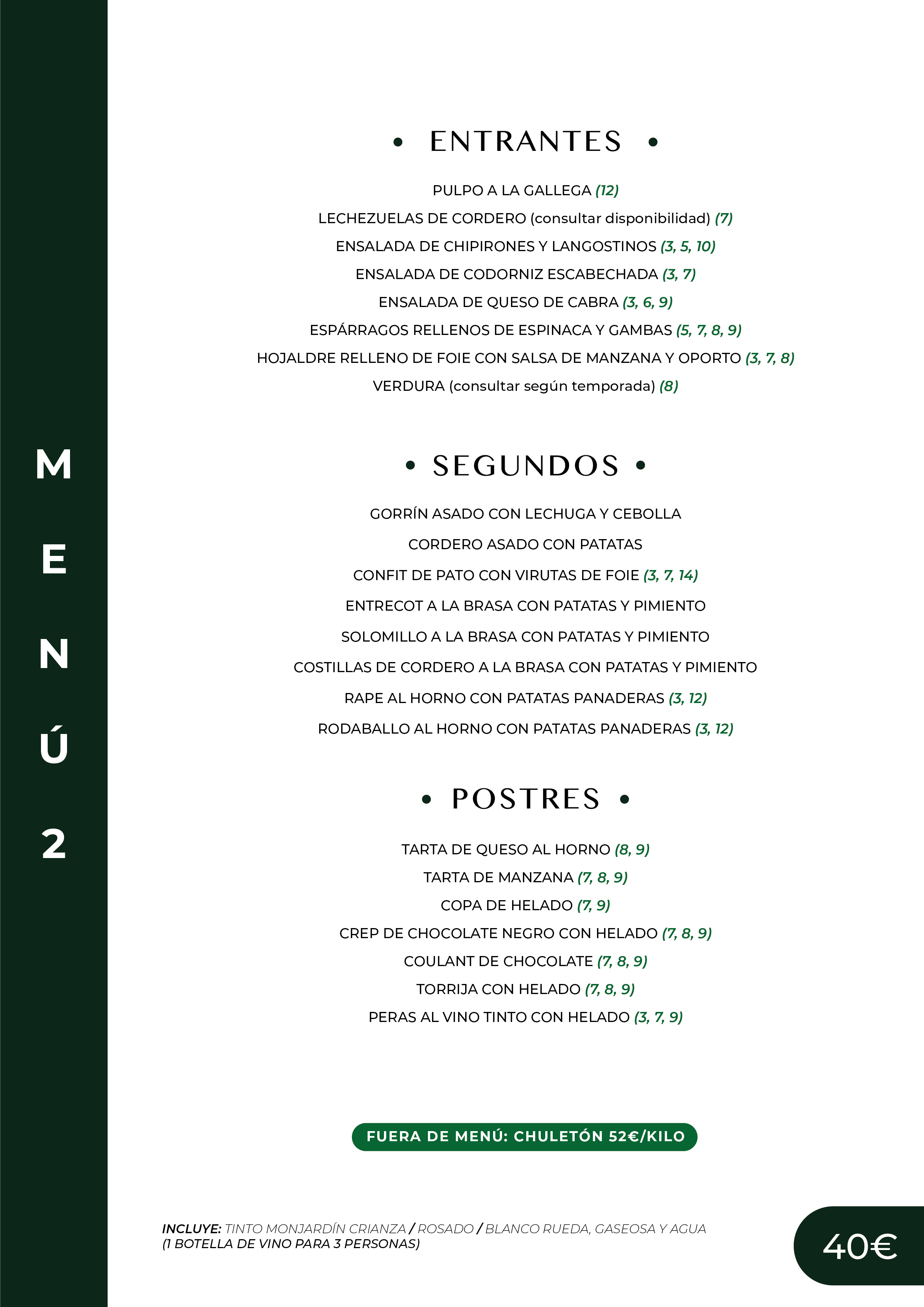 Menú Fin de Semana 2