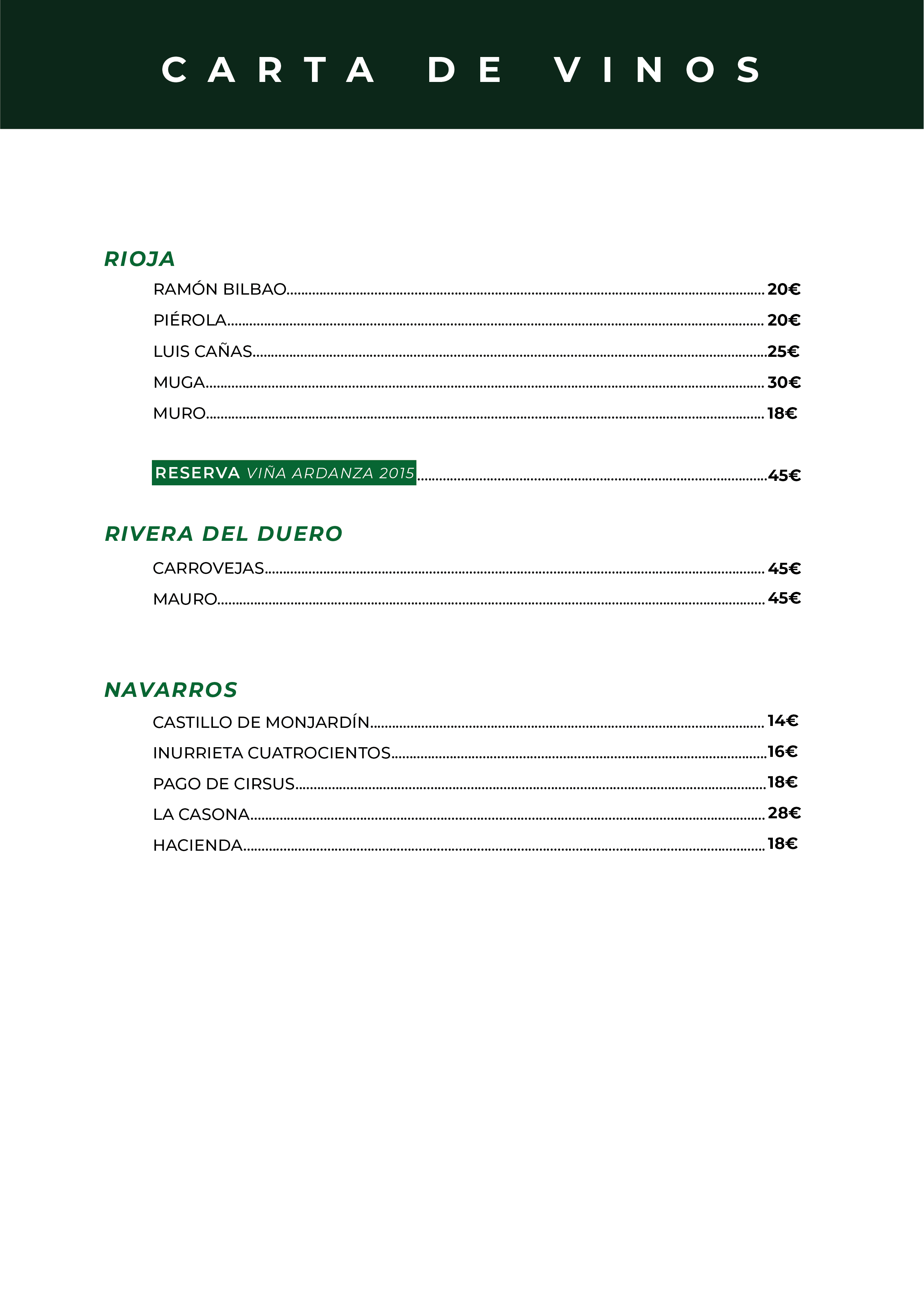 Carta de Vinos 1