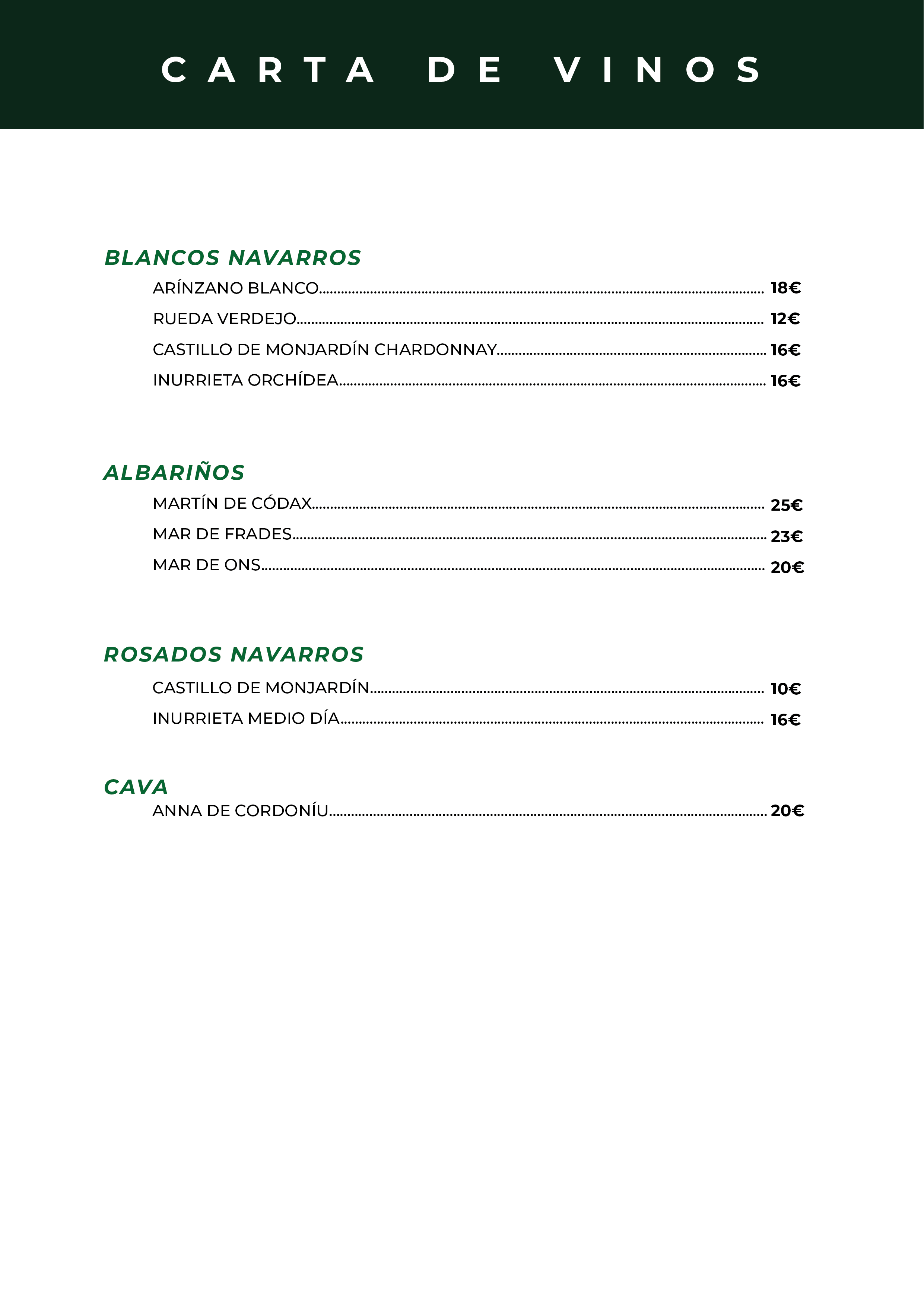 Menú de Vinos 2