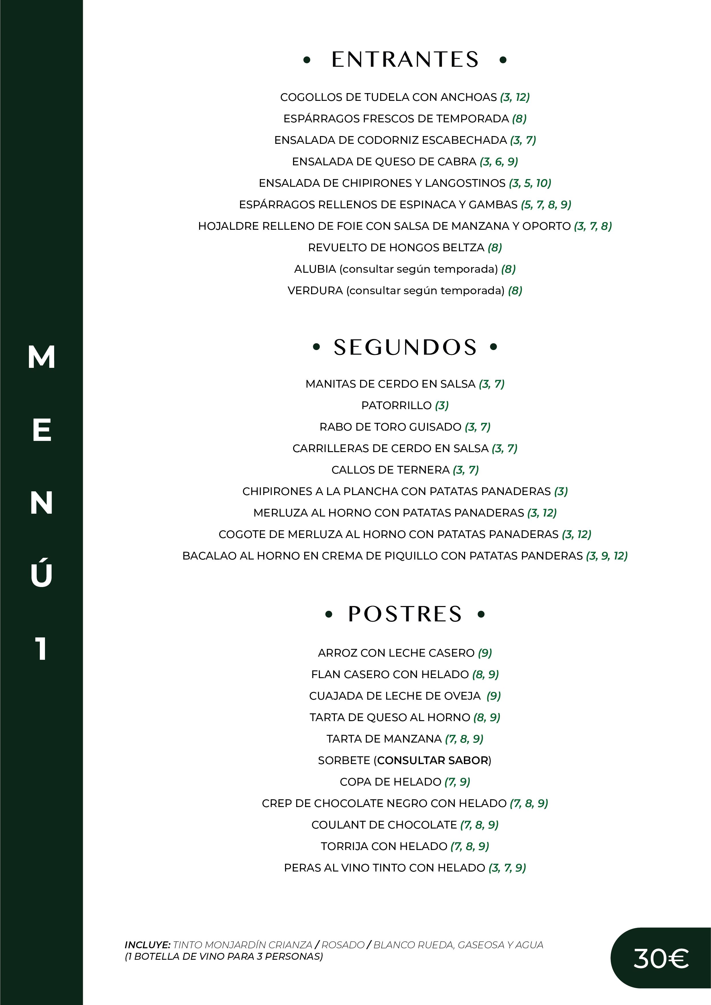Menú Fin de Semana 1