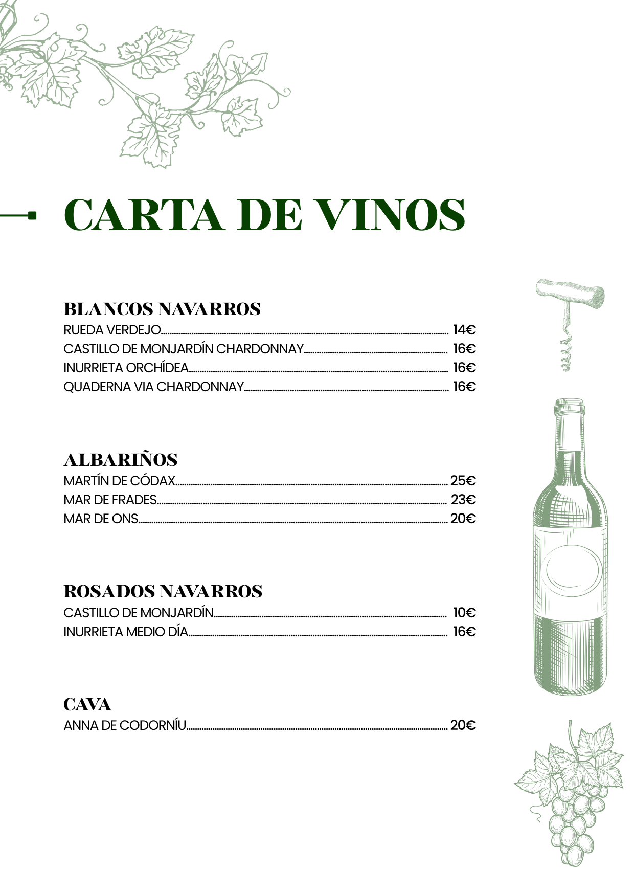 CARTA DE VINOS